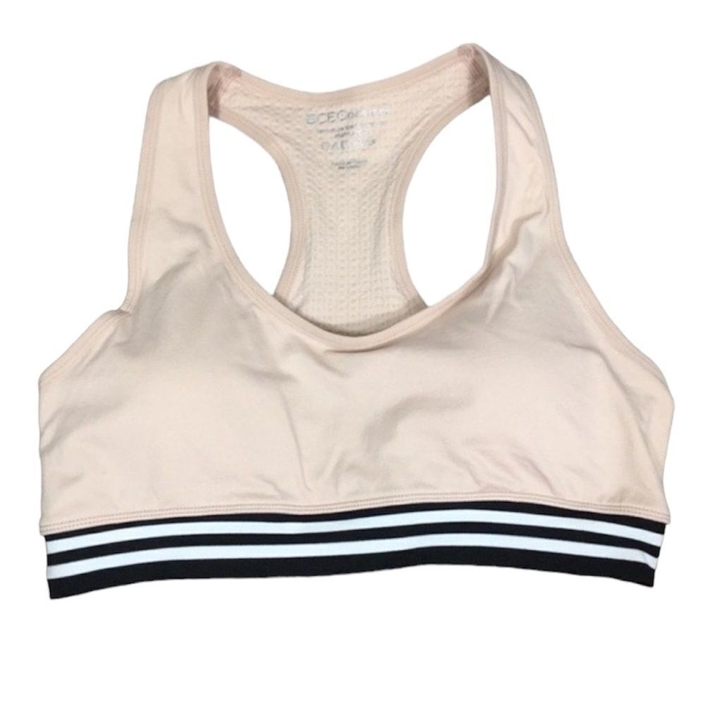 NWT BCBG generation‎ racer back stretch rose smoke Padded sports bra